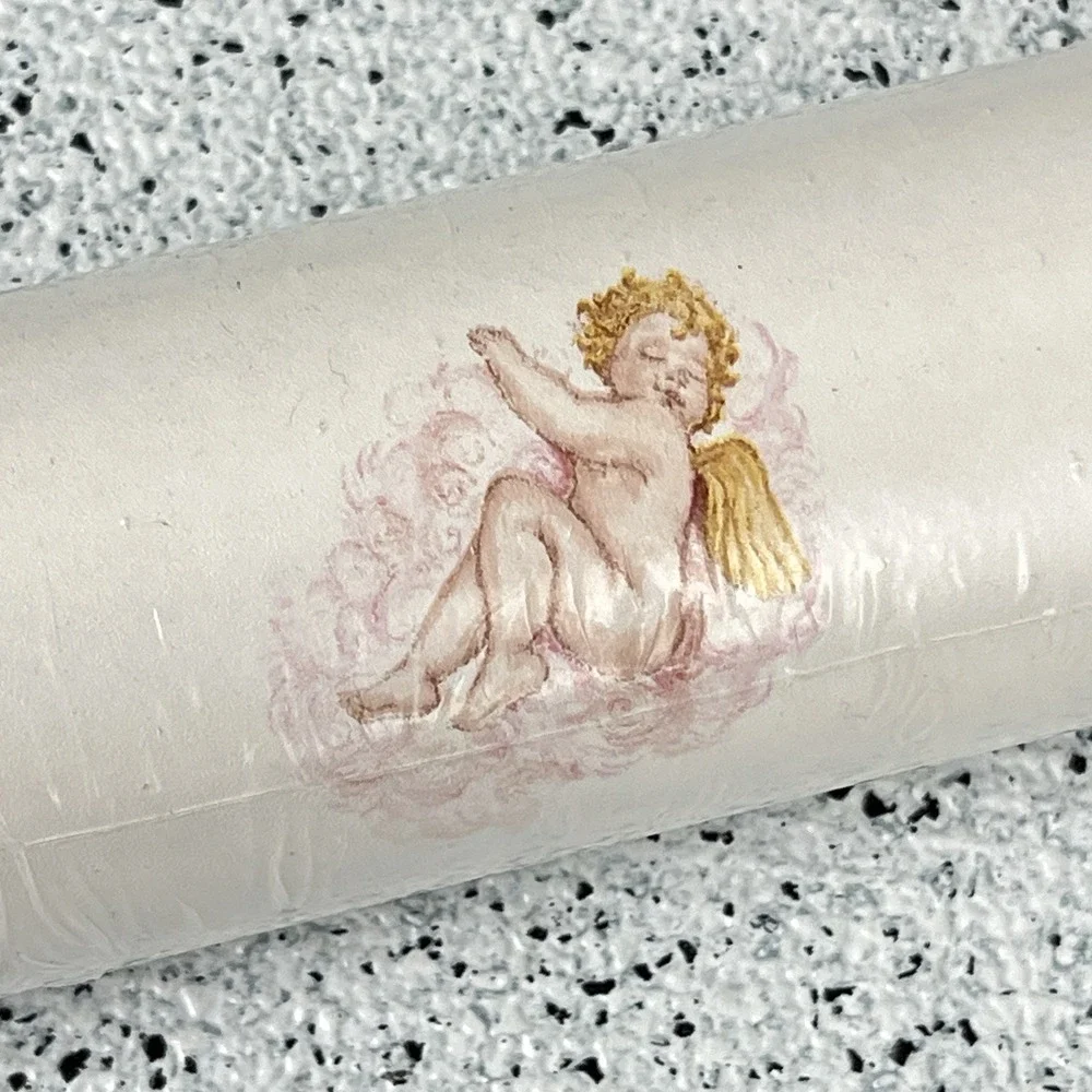 VTG 90s Fine Decor Ready Pasted‎ Vinyl Wallpaper Covering Celestial Cherub Star